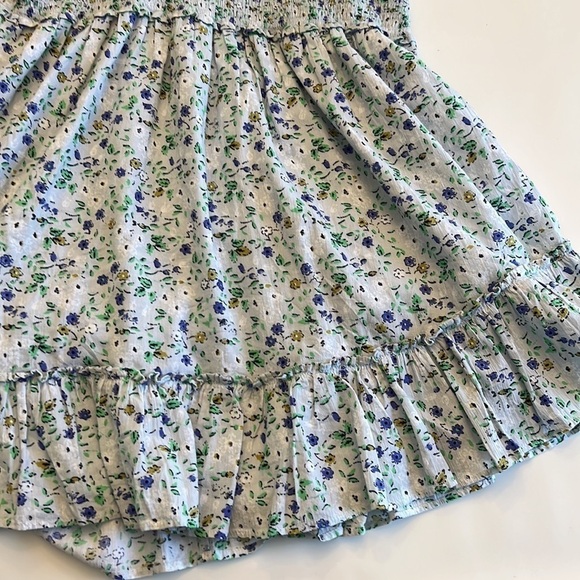 AERIE floral cotton dress backless halter size XL elastic waist ruffle hem - Picture 6 of 16